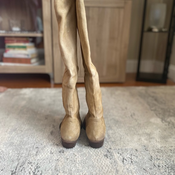 New Free People Sterling Western Tall Boots Tan Suede Leather Size 37.5 - Picture 10 of 13